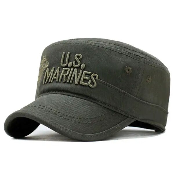 Chapeau en coton brodé CamSolomon pour hommes, casquette du corps des Marines des États-Unis, chapeaux militaires, chapeau haut de forme plat, marine américaine, 2019 – Image 2