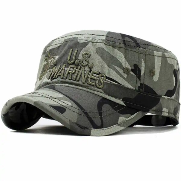 Chapeau en coton brodé CamSolomon pour hommes, casquette du corps des Marines des États-Unis, chapeaux militaires, chapeau haut de forme plat, marine américaine, 2019