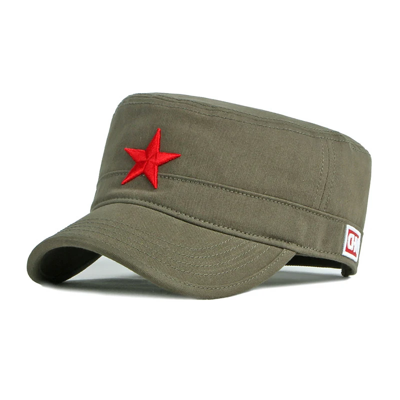 Chapeau militaire de printemps pour hommes, broderie pentagramme 3D, casquette de papa de l'armée, casquette de baseball étoile rouge, chapeau plat en coton DSilva, visière d'extérieur, casquette de soleil