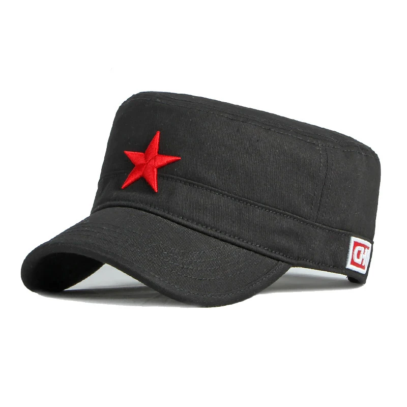 Chapeau militaire de printemps pour hommes, broderie pentagramme 3D, casquette de papa de l'armée, casquette de baseball étoile rouge, chapeau plat en coton DSilva, visière d'extérieur, casquette de soleil – Image 2