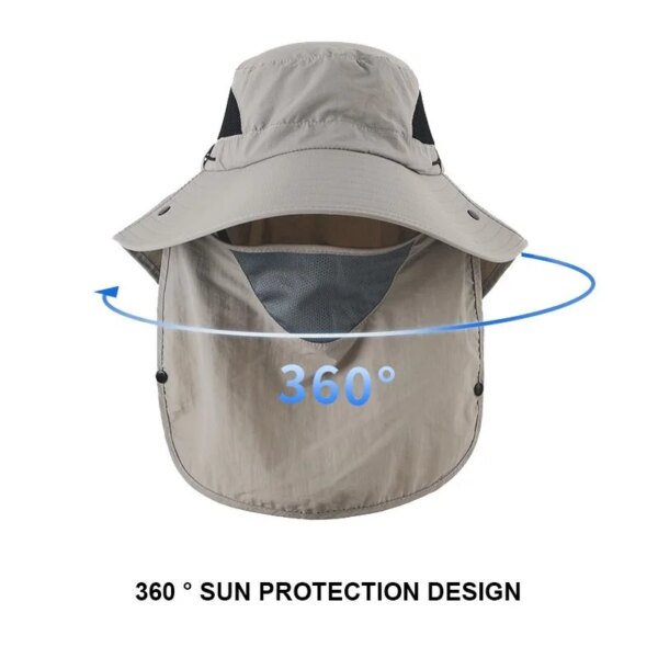 Chapeau à large bord avec protection UV pour homme et femme, casquette de soleil pour voyage, plage, escalade, pêche, randonnée, été – Image 4