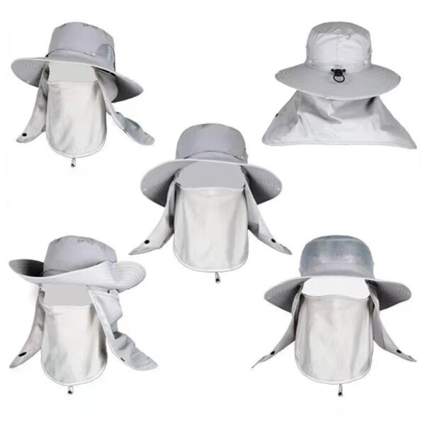 Summer Sun Hats UV Protection Outdoor Hunting Fishing Cap for Men Women Hiking Camping Visor Bucket Hat Removable Fisherman Hat – Image 6