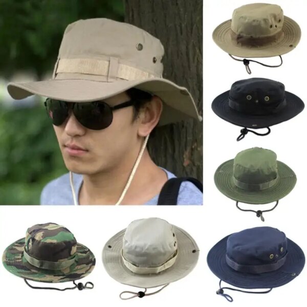 CamSolomon-DulCap Military Boonie Hat, US Army Caps, Camo Men, Outdoor Sports Sun Cap, E27, Fishing, Hiking Hunting Hats, 60cm – Image 2