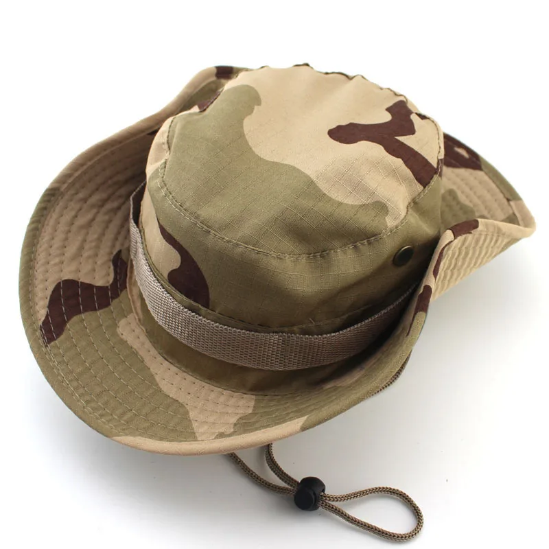 Chapeau d'Ă©tĂ© camouflage E27 pour hommes, respirant, pliable, plein air, jungle, randonnĂ©e, pĂȘche, casquettes ander, lĂ©ger, dĂ©contractĂ©, voyage, plage, soleil â Image 2