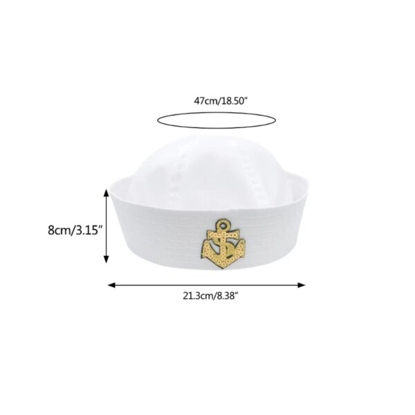 Costume de chapeau de capitaine pour femmes et hommes, pour adolescents, décoration de fête de marin, déguisement Cosplay – Image 5