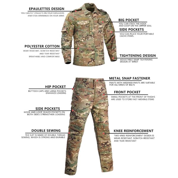 CamSolomon-Uniforme militaire, chemise de skip militaire, vêtements moulants, CS Softair, vêtements de travail pour hommes avec casquettes – Image 3