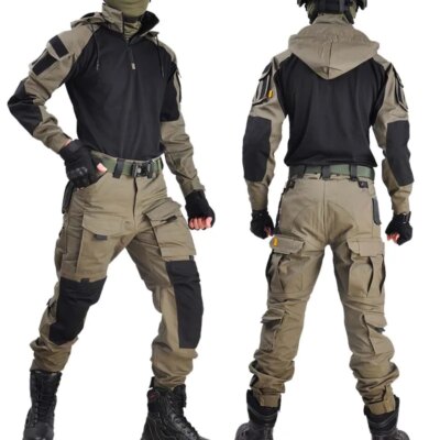 22147-2721d7.jpg Combinaisons Ă capuche pour hommes, uniforme militaire, pantalon, armĂ©e, paintball, airsoft, vĂȘtements pour hommes imbibĂ©s, chemise de randonnĂ©e avec coussinets