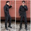 Uniforme militaire noir pour homme, chemise et pantalon de sécurité, entraînement sur le terrain, camping, escalade, cool, bonne qualité