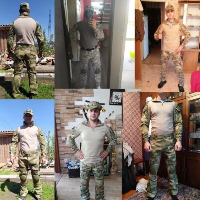 Uniforme militaire de Camouflage tactique, vêtements de l'armée américaine pour hommes, combinaison de chasse Airsoft, chemise de Combat + pantalon Cargo + 4 coussinets