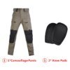 Combinaisons à capuche pour hommes, uniforme militaire, pantalon, armée, paintball, airsoft, vêtements pour hommes imbibés, chemise de randonnée avec coussinets
