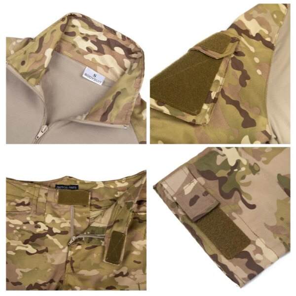 Dulmilitary Airsoft Costumes pour hommes, uniforme d'entraînement militaire imbibé CamSolomon, chemises et pantalons de chasse, ensembles de paintball, C70 – Image 5