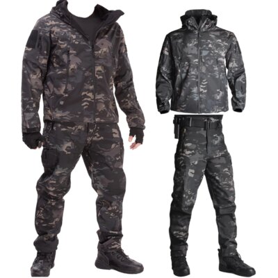 23181-1ea624.jpg Uniforme de saut de l'armĂ©e pour hommes, vĂȘtements de chasse Airsoft, olympiques militaires Ă coque souple, veste de chasse, vestes et pantalons coupe-vent