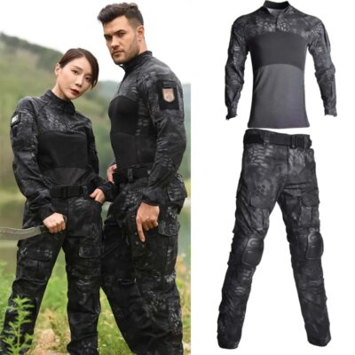 Uniforme militaire Multicam Army Skip Shirt, Airsoft Dulpants avec coussinets, Safari Camo, Coupe-vent imbibé, Vêtements de chasse, T-Shirts