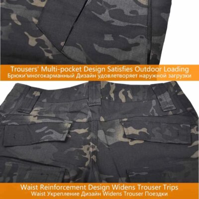Uniforme militaire Multicam Army Skip Shirt, Airsoft Dulpants avec coussinets, Safari Camo, Coupe-vent imbibé, Vêtements de chasse, T-Shirts