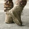 Bottes militaires en cuir véritable pour homme