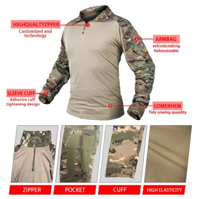 Dultee-Chemise et pantalon de camouflage militaire Airsoft, vêtements de chasse, uniforme multi-poches imperméable