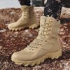 Bottes militaires en cuir pour hommes, chaussures de marque de haute qualité