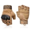 Gants militaires tactiques de plein air sans doigts, jointures dures, Paintball Airsoft, Combat de chasse, randonnée, mitaines militaires