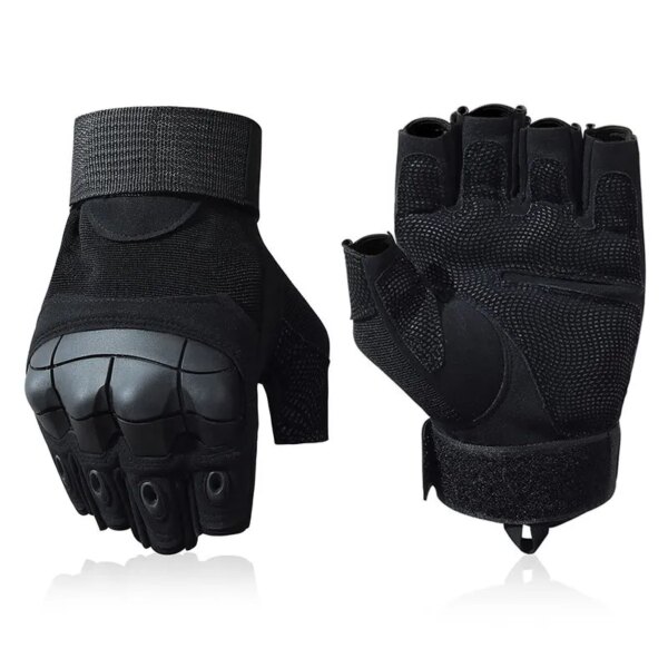 Gants militaires tactiques de plein air sans doigts, jointures dures, Paintball Airsoft, Combat de chasse, randonnée, mitaines militaires – Image 4