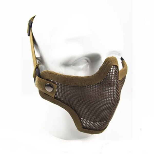 Masque demi-visage tête de mort en maille métallique, accessoires de chasse militaires de l'armée, masques inférieurs Airsoft Paintball – Image 6