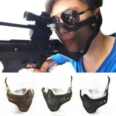 24882-fbfeed.jpg Masque demi-visage tĂȘte de mort en maille mĂ©tallique, accessoires de chasse militaires de l'armĂ©e, masques infĂ©rieurs Airsoft Paintball