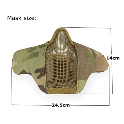 Masque facial en maille d'acier à faible teneur en carbone pour airsoft, respirant, protecteur, tir au paintball, CS Wargame, masque facial DulHalf