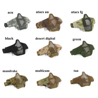 Masque facial en maille d'acier à faible teneur en carbone pour airsoft, respirant, protecteur, tir au paintball, CS Wargame, masque facial DulHalf