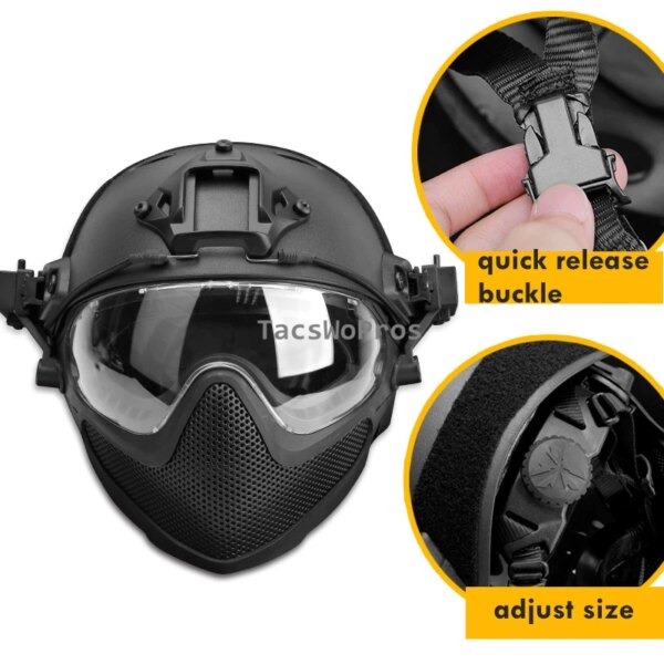 Casque de tir militaire avec masque, protection entièrement couverte, casque de paintball Airsoft, casques de skip de l'armée – Image 2
