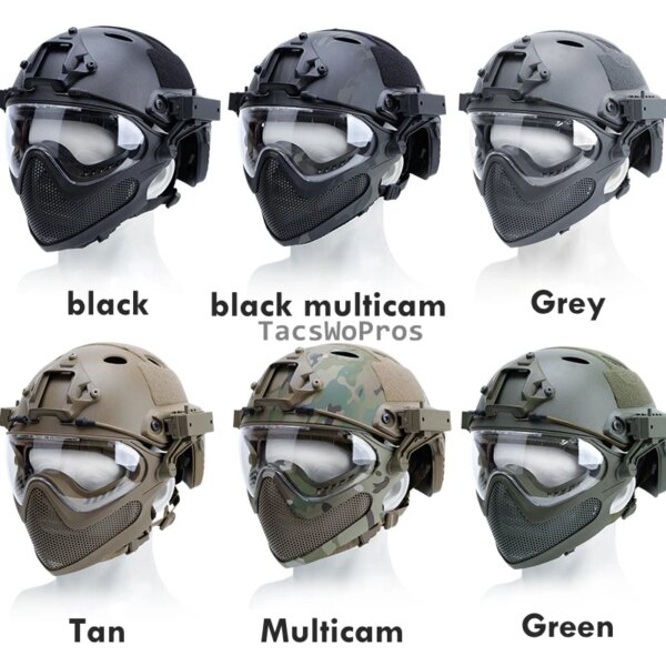 Casque de tir militaire avec masque, protection entièrement couverte, casque de paintball Airsoft, casques de skip de l'armée – Image 6