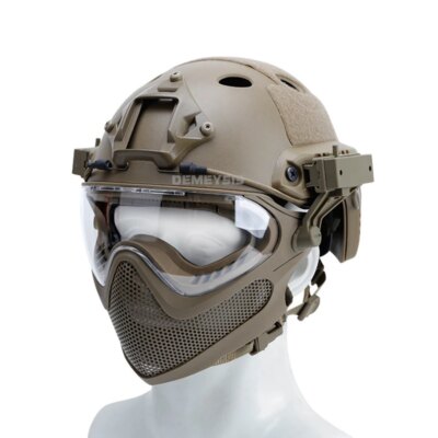 Casque de tir militaire avec masque, protection entièrement couverte, casque de paintball Airsoft, casques de skip de l'armée