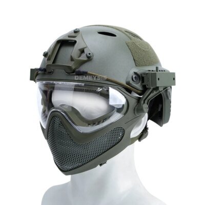 Casque de tir militaire avec masque, protection entièrement couverte, casque de paintball Airsoft, casques de skip de l'armée