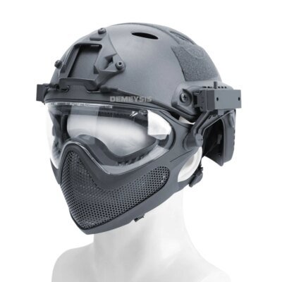 Casque de tir militaire avec masque, protection entièrement couverte, casque de paintball Airsoft, casques de skip de l'armée