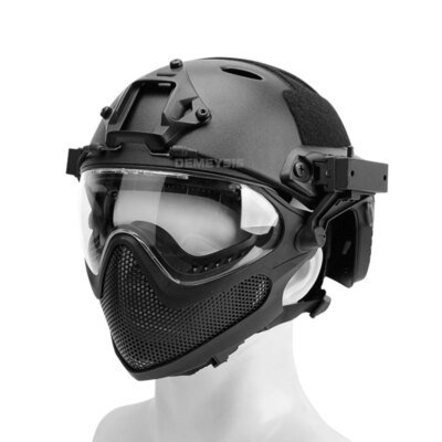 Casque de tir militaire avec masque, protection entièrement couverte, casque de paintball Airsoft, casques de skip de l'armée