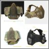 Masque militaire tactique Airsoft, demi-visage, maille métallique, protection du crâne et des oreilles, accessoires de chasse