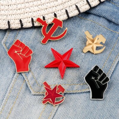 Broches rétro soviétique, rouge, pour défense de la révolution, en émail, étoile, faucille, marteau, Badge, chapeau, uniforme, bijoux