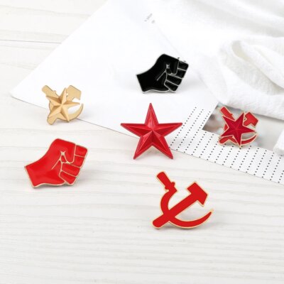 Broches rétro soviétique, rouge, pour défense de la révolution, en émail, étoile, faucille, marteau, Badge, chapeau, uniforme, bijoux
