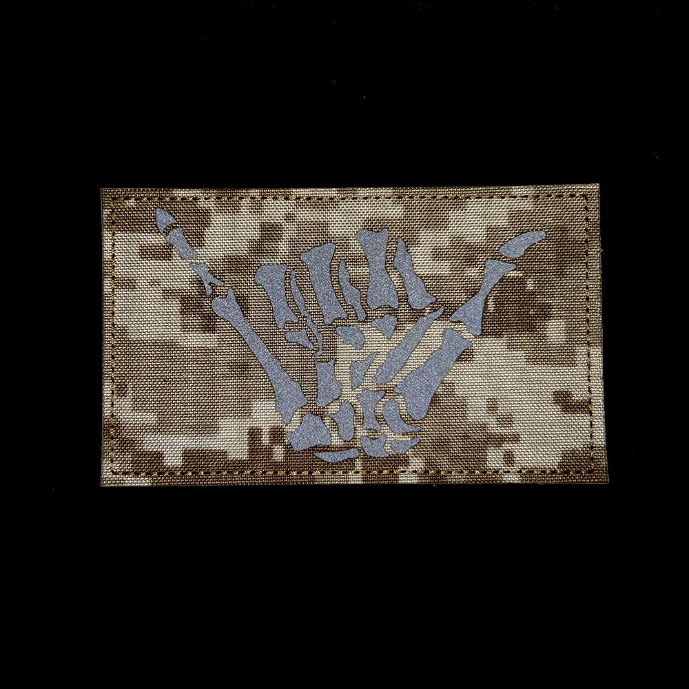 Badge d'identification IR de crâne, Badge phosphorescent, boucle et crochet, squelette, Camouflage, brassard militaire – Image 2