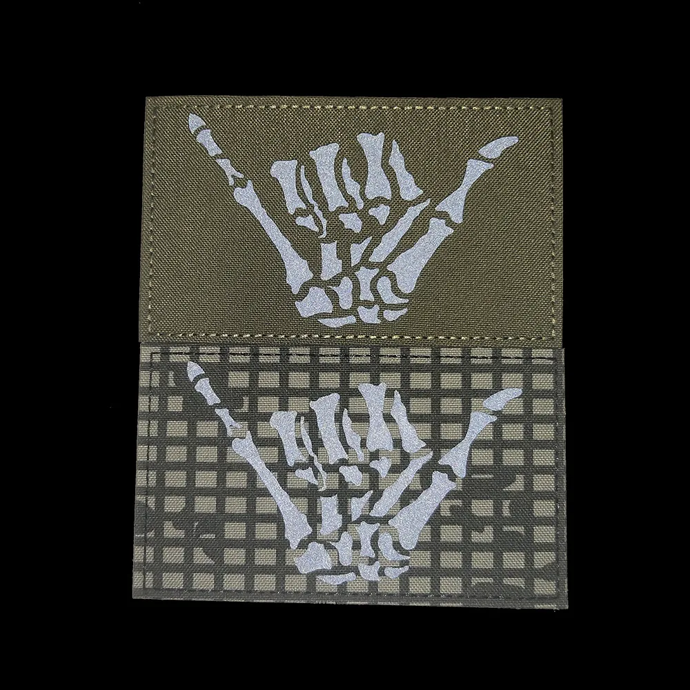 Badge d'identification IR de crâne, Badge phosphorescent, boucle et crochet, squelette, Camouflage, brassard militaire – Image 4