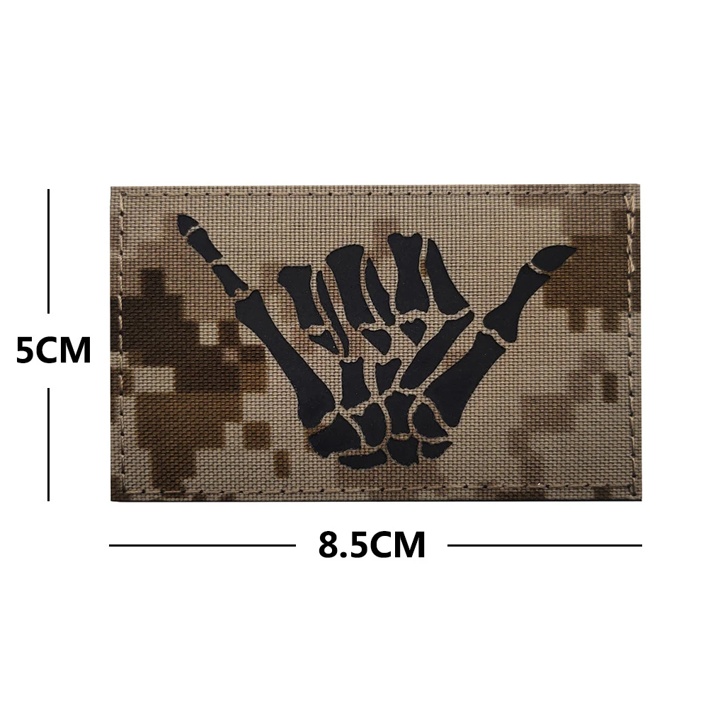 Badge d'identification IR de crâne, Badge phosphorescent, boucle et crochet, squelette, Camouflage, brassard militaire – Image 6