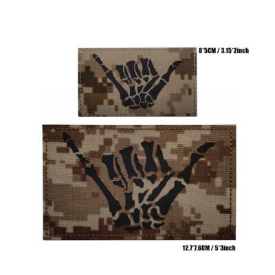 25281-41b1c9.jpg Badge d'identification IR de crâne, Badge phosphorescent, boucle et crochet, squelette, Camouflage, brassard militaire