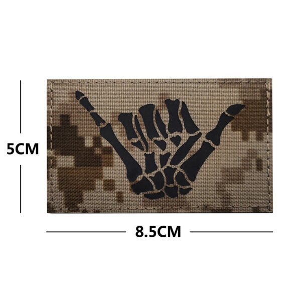 Badge d'identification IR de crâne, Badge phosphorescent, boucle et crochet, squelette, Camouflage, brassard militaire