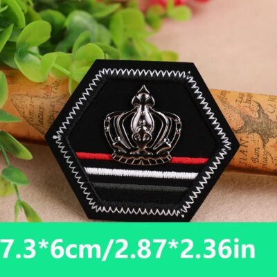 Patchs de broderie en cuir PU noir rond en métal 3D, appliques de vêtements, badge d'équation de couronne, autocollant à rayures, coudre sur les vêtements TecClothing