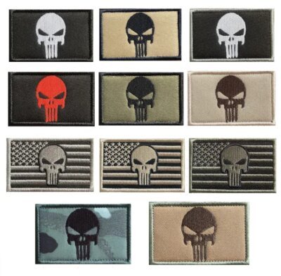 25629-86c960.jpg Patch punisseur brodé USA Feel Skull Moral Danemark ge, Military CamSolomon Hook and Loop DulStickers for Army Skip Uniforms
