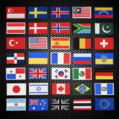25631-5833ff.jpg Patch de broderie drapeau Europe russe espagne Suisse France patchs tactiques à crochet et boucle pour sacs à dos vêtements patchs de couture de l'armée militaire Badge