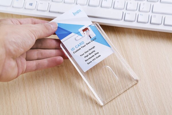 Porte-badge d'accès du personnel en cristal acrylique, lanière personnalisée, tour de cou, porte-carte, bureau, école, exposition, NO MOQ