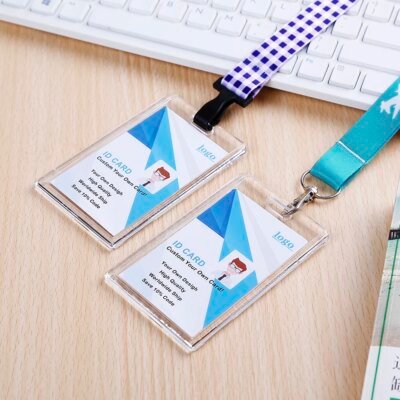 25634-8cf98f.jpg Porte-badge d'accès du personnel en cristal acrylique, lanière personnalisée, tour de cou, porte-carte, bureau, école, exposition, NO MOQ