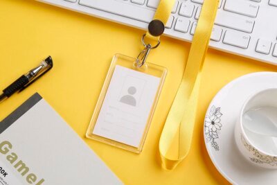 Porte-badge d'accès du personnel en cristal acrylique, lanière personnalisée, tour de cou, porte-carte, bureau, école, exposition, NO MOQ