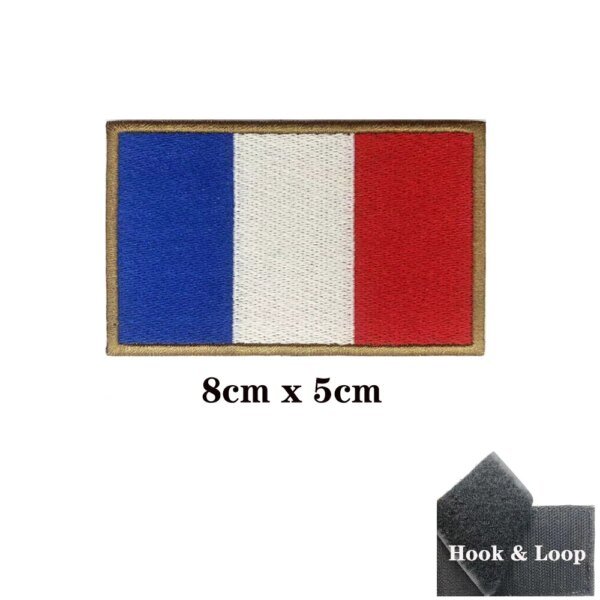 Brassard brodé au toucher national de la France, crochet et boucle, badge brodé au fer à repasser, gril, bande morale militaire, 1PC