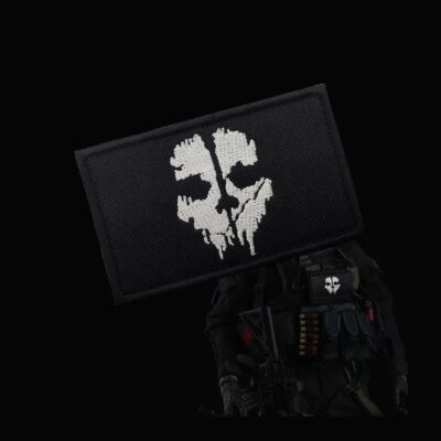 26188-c3de65.jpg Écusson brodé de masque fantôme Call of Duty, insigne de moral gardien, autocollant de veste de sac à dos, patchs à crochet et boucle pour vêtements