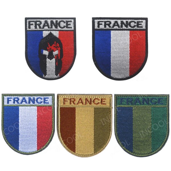 Patchs Brodés en PVC, Drapeaux Français, Emblème Militaire, Tête de Mort, Danemark ges en Caoutchouc – Image 2
